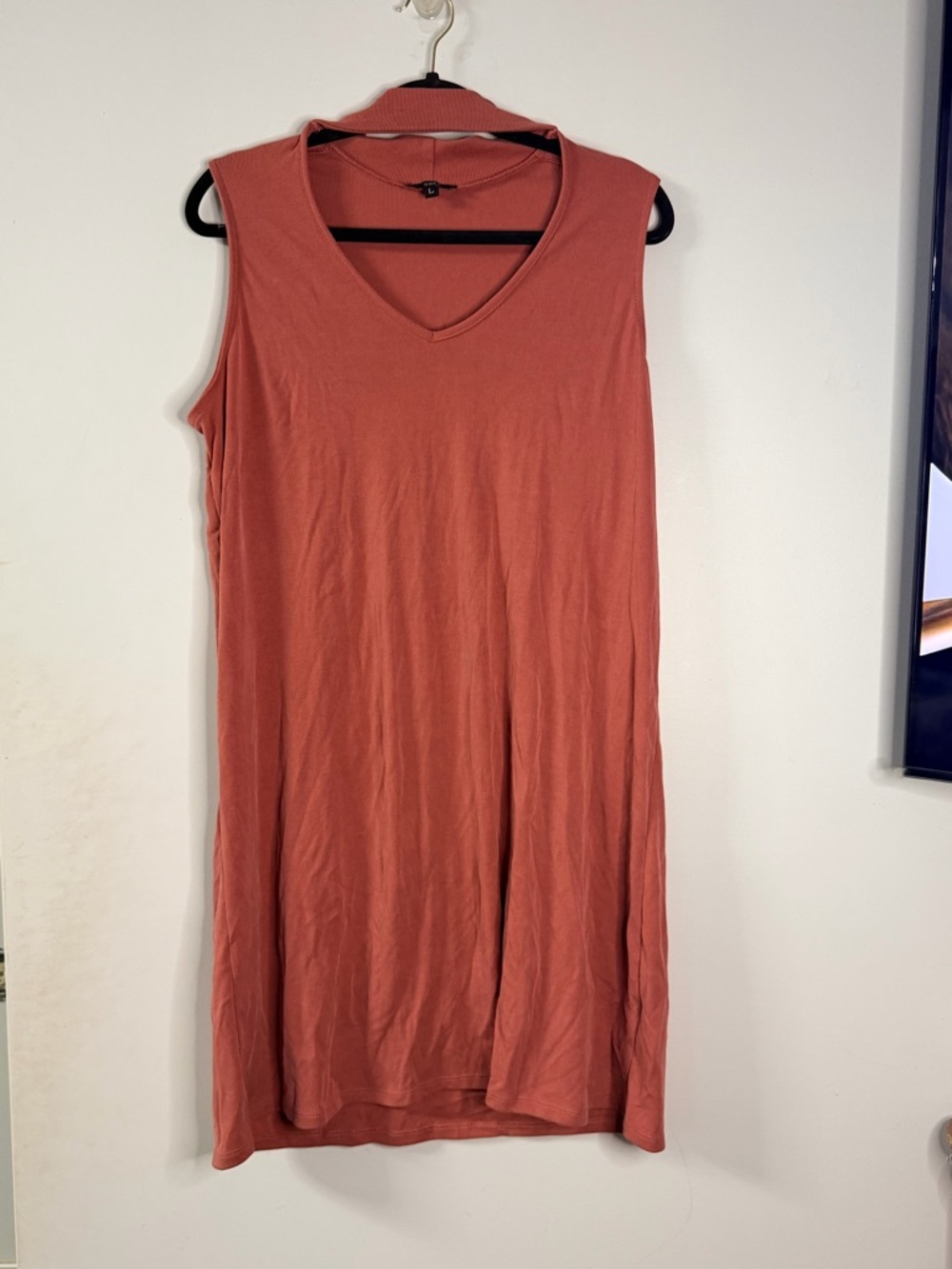 Anthropologie Drew Ribbed Dress Jersey Knit Salmon Color Size Large